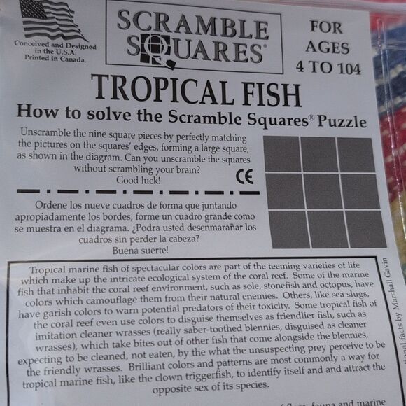 90s Vintage Scramble Squares Tropical Fish‎ Puzzle NIP - Picture 5 of 8
